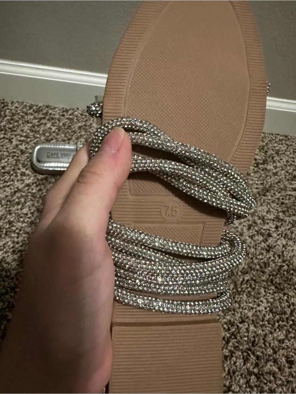 Rhinestone lace up sandals